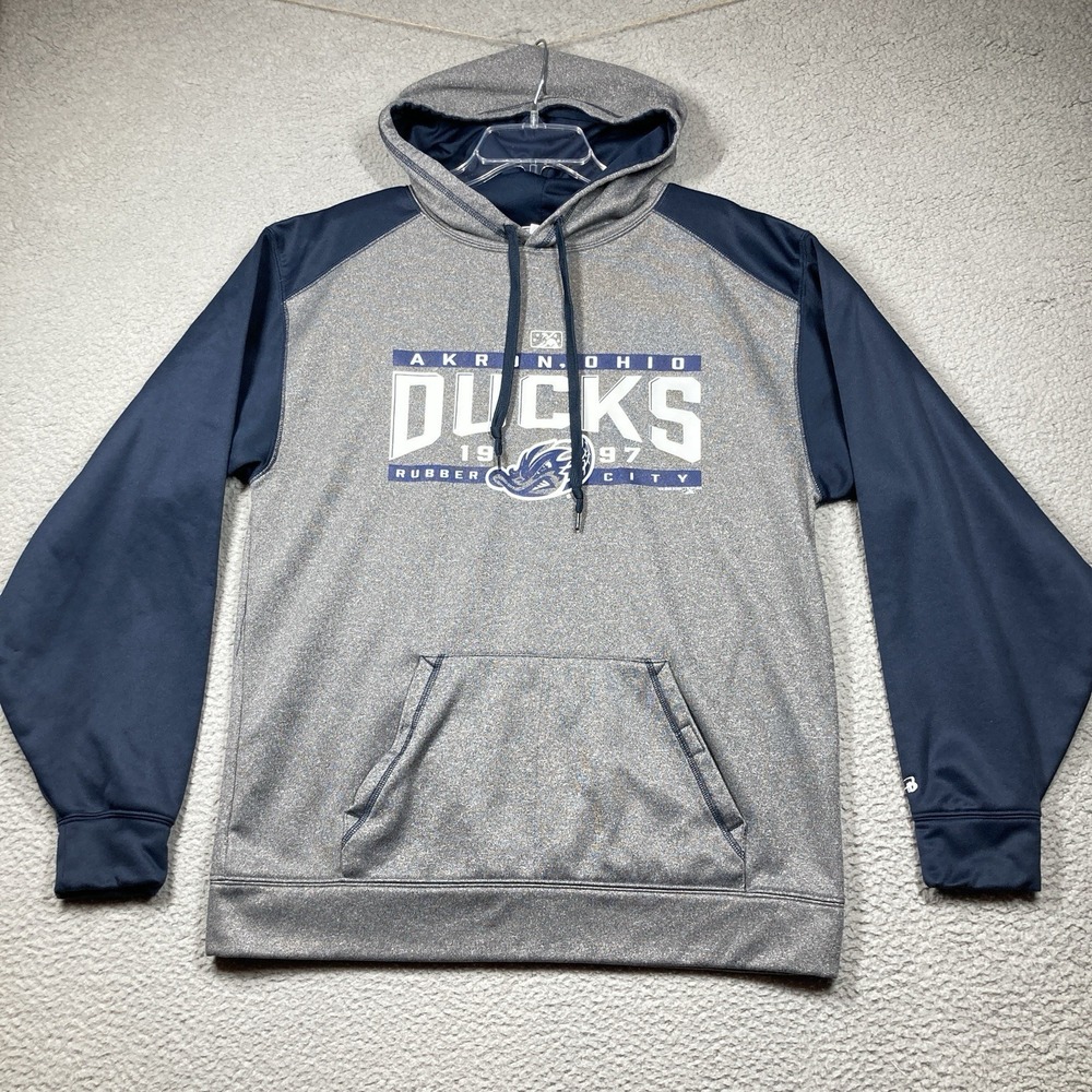 Akron Rubber Ducks Hoodie Adult MED Gray Pullover Sweater Minor League Baseball